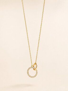 Aura – Gold Crystal Circle Pendant Necklace  Tarnish Resistant, Stainless Steel